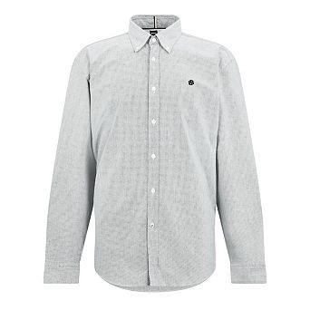 Boss Mens Liam Patterned Collared Long-Sleeved Button-Down Shirt