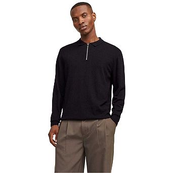 Jack And Jones Mens Emil Knitted Quarter Zip Polo Shirt