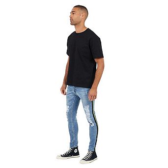 Brave Soul Mens Denim Distressed Taped Jeans