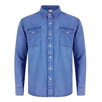 Lee Cooper Mens Denim Collared Long-Sleeved Shirt