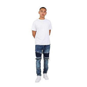 Brave Soul Mens Washed Biker Slim Jeans