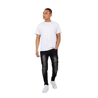 Brave Soul Mens Washed Biker Jeans