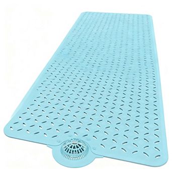 Bath Mat Tub Non Slip Hair Catcher Big Drain Holes Machine Washable