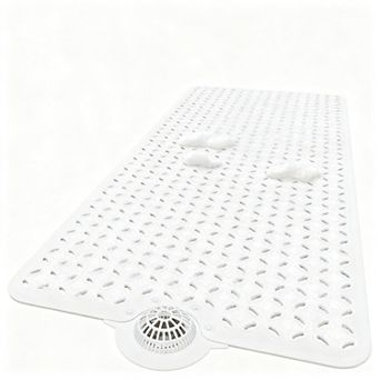 Bath Mat Tub Non Slip Hair Catcher Big Drain Holes Machine Washable