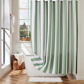 Minimalist Striped Waterproof Polyester Fabric Bathroom Shower Curtain