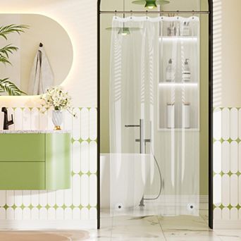 Waterproof PEVA Shower Curtain Liner Rustproof Grommets Lightweight