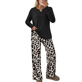 Womens 2 pc V Neck Long Sleeve Lounge Sets Fall Winter Casual Wear
