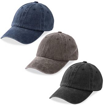 Washed Cotton Baseball Cap Vintage Hat Adjustable Breathable Lightweight Sun Protection 3 Pack