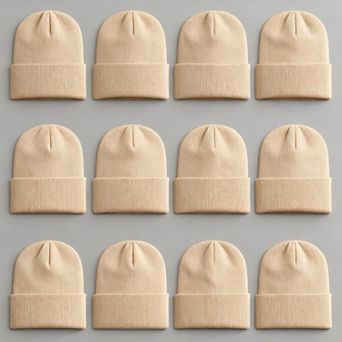 12-Pack Knitted Winter Beanie Hats Warm Cuffed Caps