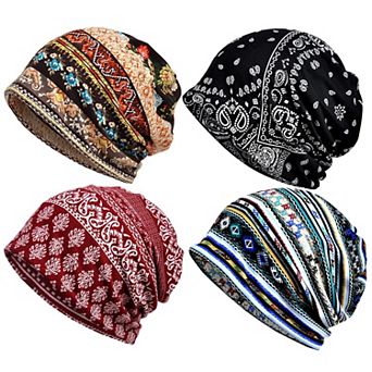 Womens Baggy Slouchy Beanie Hat Open Top Ponytail Lightweight Soft Casual Sleep Outdoor