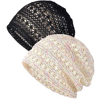 Womens Slouchy Beanie Cap Scarf Open Top Ponytail Hat Soft Cotton Blend Multifunction Headwear