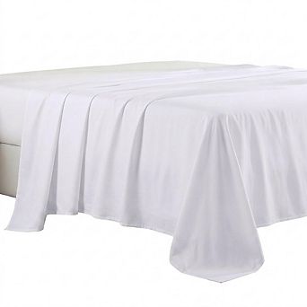 King Flat Sheet Only, 400 Thread Count Cotton Sateen, Soft Breathable White Bedding