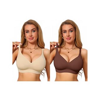 2 Packs Seamless Bras for Women Soft Bralette No Underwire Push Up Comfort Everyday Tshirt Bra