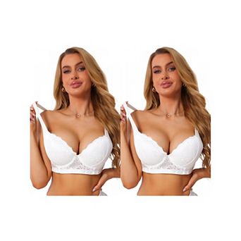 2 Packs Women's Lace Underwire Bra Full Coverage Push Up Support Comfortable Shaping Everyday Bras