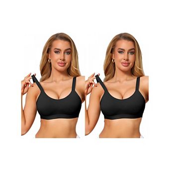 2 Packs Minimizer Bras for Women No Underwire Smoothing Full Coverage Push Up Bralettes
