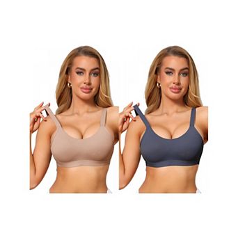 2 Packs Minimizer Bras for Women No Underwire Smoothing Full Coverage Push Up Bralettes