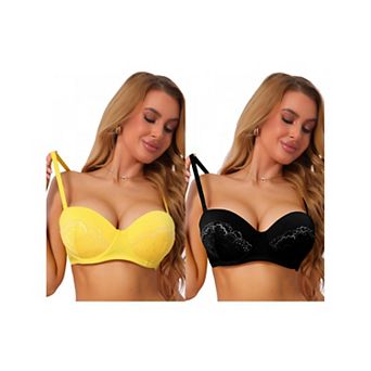 2 Packs Women's Lace Convertible Strapless Underwire Bra Push Up Comfort Everyday Lingerie