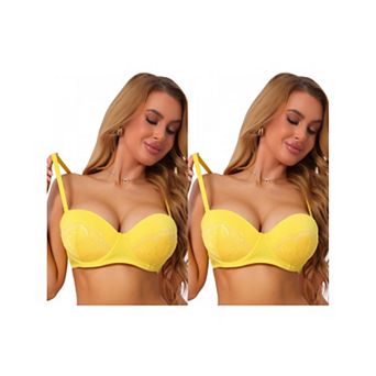 2 Packs Women's Lace Convertible Strapless Underwire Bra Push Up Comfort Everyday Lingerie