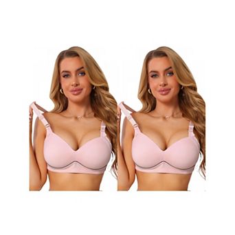 2 Packs Women's Deep V Full Coverage Minimizer Wireless Adjustable Straps Comfort Everyday Bras