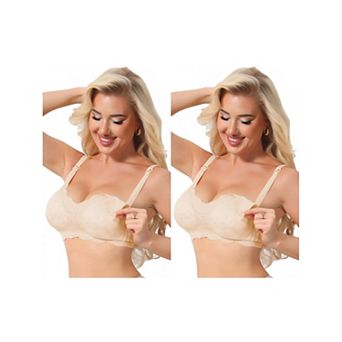 2 Packs Women's Lace Nursing Bra Front Open Wireless FixedPadded FullCoverage Breastfeeding Lingerie