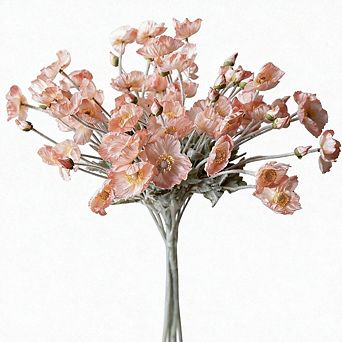 Kaelin Home Artificial Flowers 6 Stems Poppy Silk Bouquet