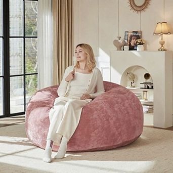 6FT Memory Foam Bean Bag Chair for Adults Teens Washable Flannel Cover Round Bean Bag Sofa