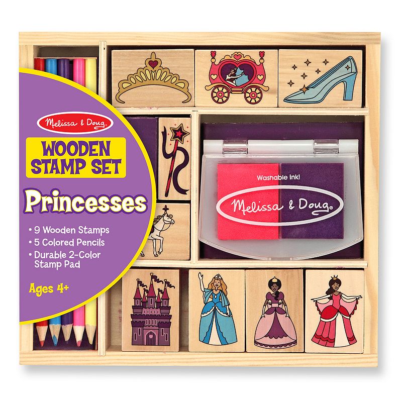 Melissa and Doug Wooden Princess Stamp Set, Multicolor