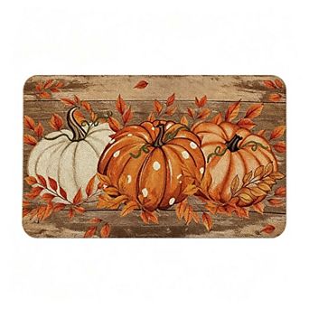 Autumn Thanksgiving Pumpkin Rectangular Carpet, Slip Resistant And Cleanable Polyester Floor Rug