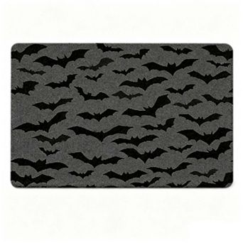 Bat Pattern Flannel Carpet, Washable Rug Entry Kitchen Balcony Decor for Halloween Indoor Outdoor