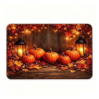 Autumn Pumpkin Maple Leaf Floor Mat, Outdoor Courtyard Carpet, Doormat/Entrance Rug/Bedside Rug