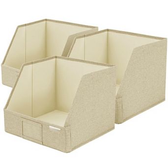 Closet Shelf Fabric Storage Bins Open Front Collapsible Organizers for Clothes Linen
