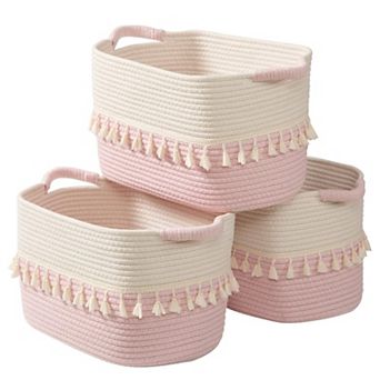 Woven Storage Baskets Cotton Rope Boho Organizer with Handles
