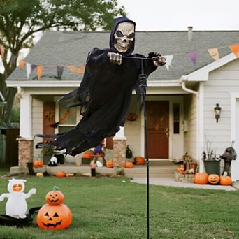Wind Powered Animated Floating Reaper Ghost Outdoor Lawn Decor