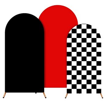 Set of 3 Spandex Arch Backdrop Covers Racing Themed Party Decorations