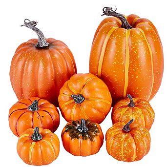 8 pc Artificial Pumpkins Fall Thanksgiving Decorating Display