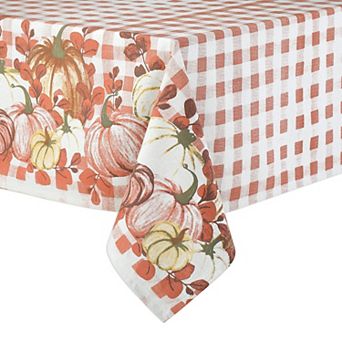 Fall Tablecloth Rectangular Checkered Seasonal Farmhouse Decor