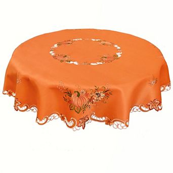Embroidered Fall Harvest Pumpkin Sunflower Thanksgiving Tablecloth Elegant Decor