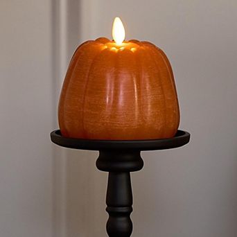 Real LED Flickering Pumpkin Candle Fall Home Harvest Decor Timer Ready