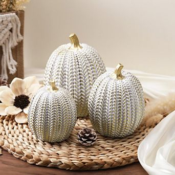 Set of 3 Fall Pumpkin Decor Farmhouse Modern Seasonal Home Accents