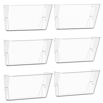 Clear Acrylic Wall Mount File Holder 6-Pack Stackable Office Home Organizer