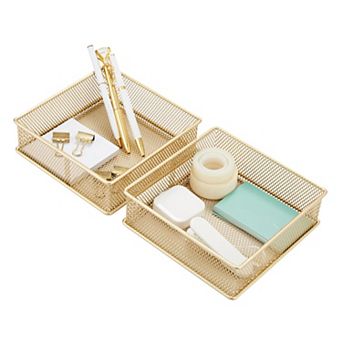 Set of 2 Steel Wire Mesh Storage Organizers Multi Purpose Drawer Tray