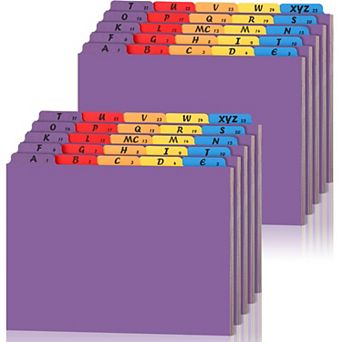 Alphabet File Dividers A-Z 1/5 Cut Top Tab Letter Size Filing Organizers