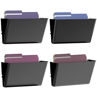 Clear Acrylic Wall Mount File Holder 4-Pack Stackable Organizer For Office Home