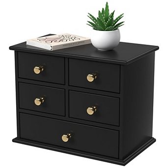 Solid Oak Desktop Storage Organizer With Metal Handles Non Slip Pads Multi Purpose For Home Office