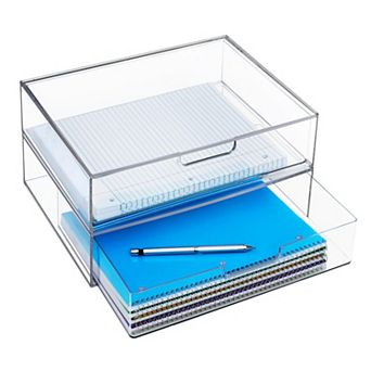 Stackable Storage Drawers Set of 2 Multipurpose Home Office Organization Bins
