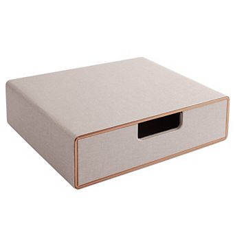 Faux Leather Stackable Drawer Organizer For Home Office Desk Documents Supplies