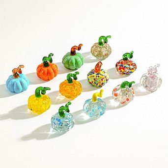 Set of 12 Hand Blown Glass Pumpkins Thanksgiving Table Decor