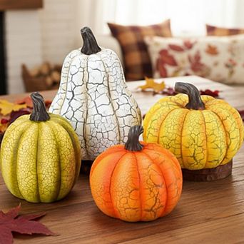 Resin Cracked Fall Pumpkin Figurines Home Harvest Thanksgiving Tabletop Decor