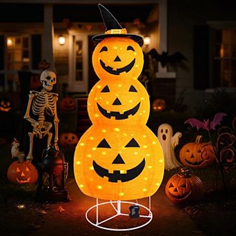 3FT Lighted Pumpkin Decorations 8 Modes Outdoor Indoor Halloween Thanksgiving Lights