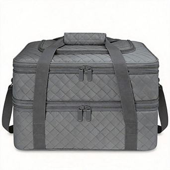 Insulated Double Casserole Carrier Expandable Thermal Lunch Tote For Potluck Picnic